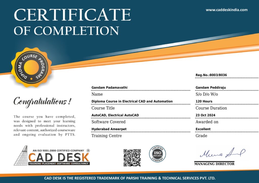 Electrical CAD ISO Certificate